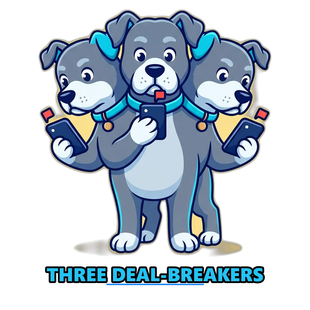 Three-headed guard dog inspects deposit, invite code and SMS warning screens