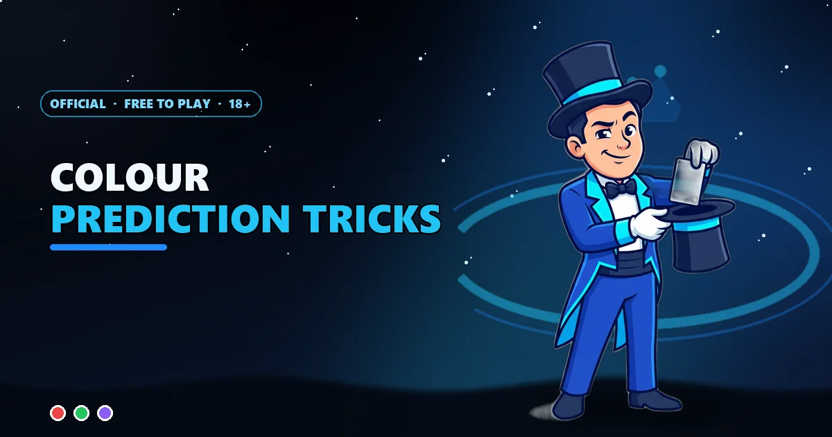 Magician mascot pulling a blank card from a hat for the colour prediction tricks guide