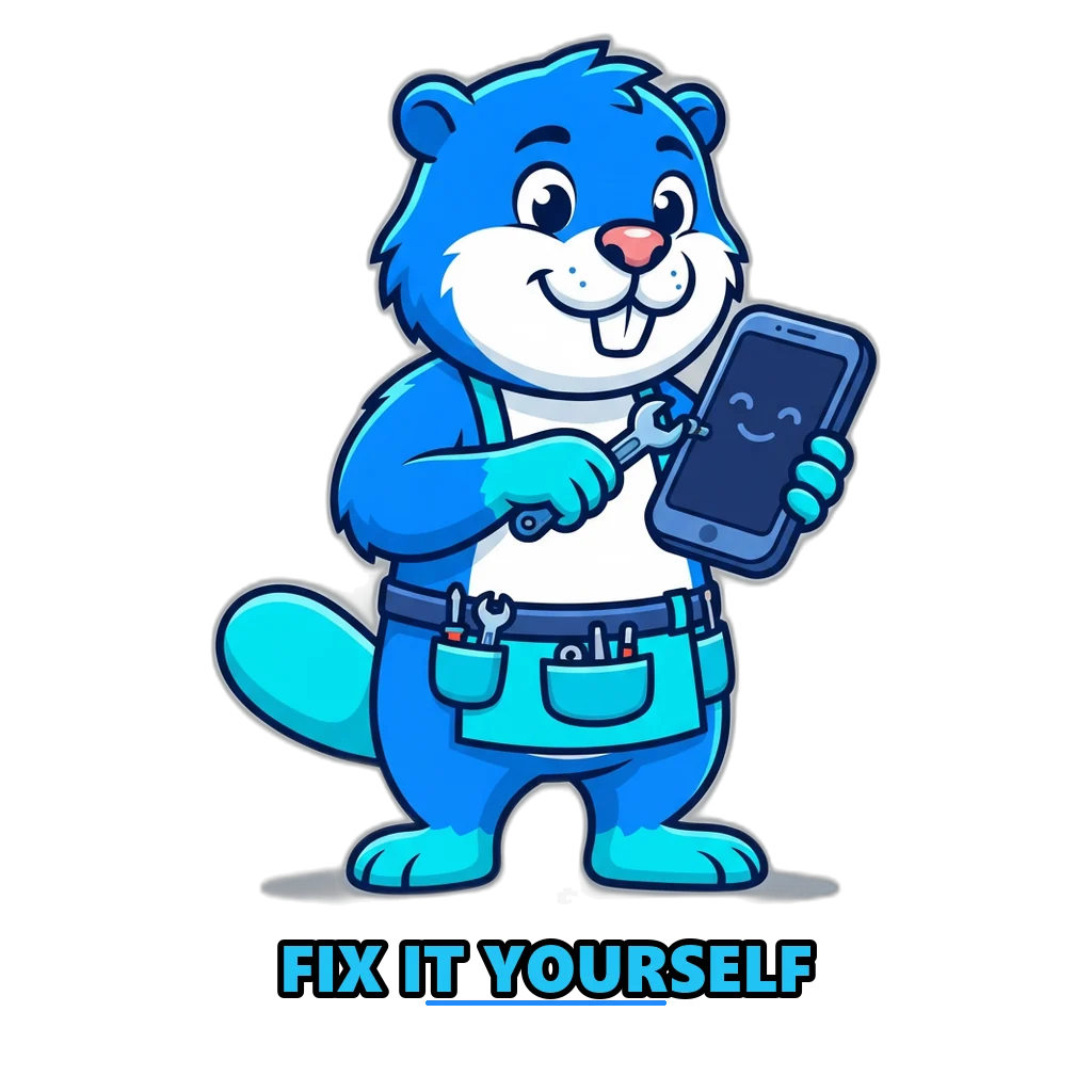 Beaver fixing a phone with a tiny wrench, showing most fixes are quick