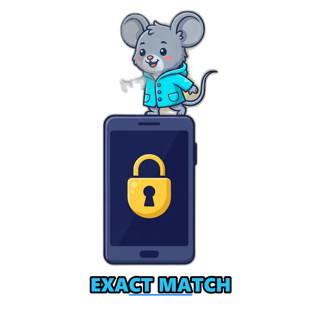 Lucky mouse slipping a tiny key into a phone lock icon