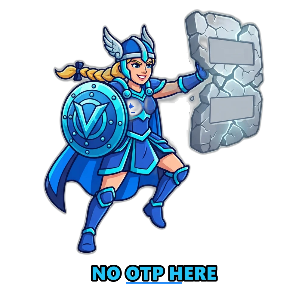 Valkyrie raising a shield against a fake sign-in form asking for an OTP