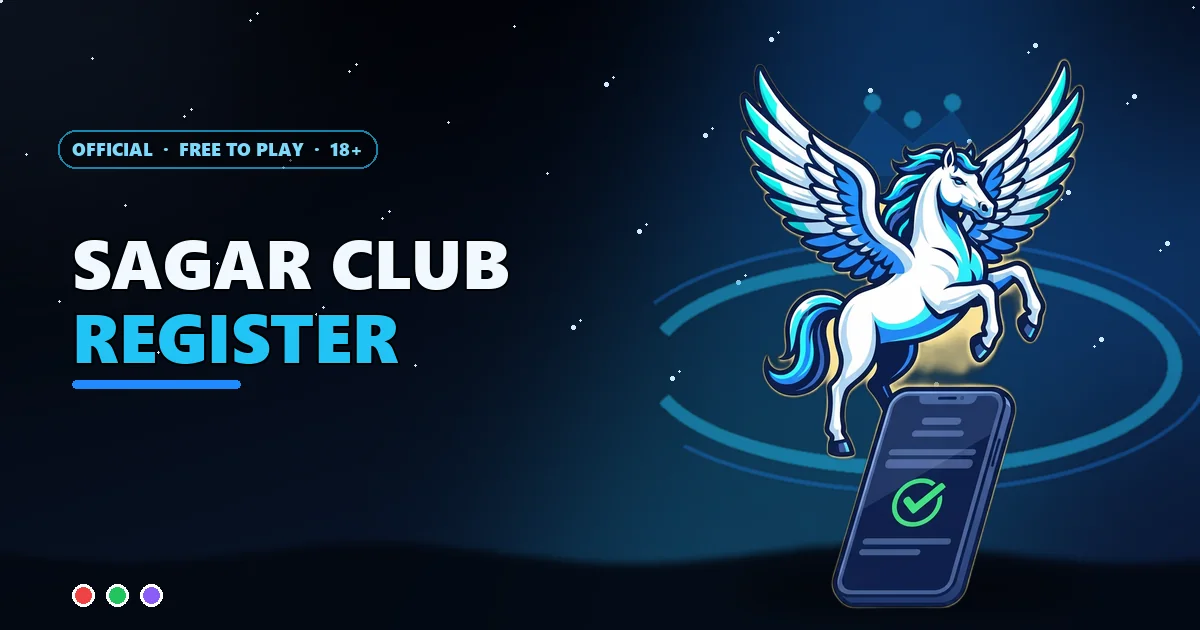 Pegasus mascot above a ticked sign-up form for the Sagar Club register guide
